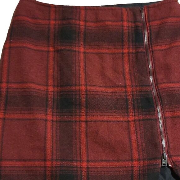 Hollister Skirt Juniors 1 Y2K Red Tartan Wool Plaid Side Zip Sleaze Academia - Picture 5 of 7